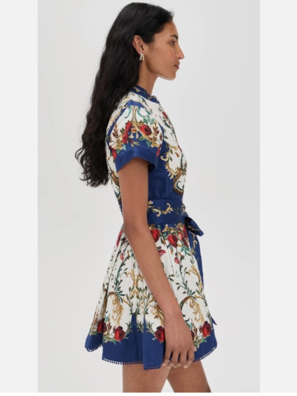 Alice and Olivia Lucy Short Sleeve Mini Shirt Dress w/Tie Belt - Picture 7 of 10